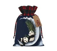 Panda and Moon S Christmas drawstring gift bags printed flower-strap gift bags perfect for birthdays and holiday parties