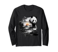Panda and Mountain Sunrise Long Sleeve T-Shirt