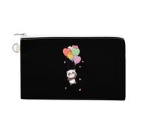 Panda and Rainbow Heart Balloons Cute Coin Purses for Women Men Lightweight Portable Zero Wallet Pouches with Zipper