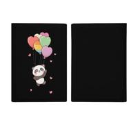 Panda and Rainbow Heart Balloons Cute Passport Holder Cover Travel Wallet | PU Leather Passport Slim Card Case Unisex