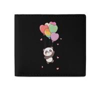 Panda and Rainbow Heart Balloons Fashion Leather Wallet for Men Classic Lightweight ID Credit Card Coin Purses