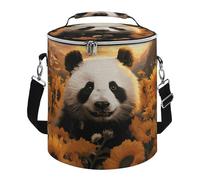 Panda and Sunflower Lunch Bag, 15L Portable Leakproof Picnic Basket with Shoulder Strap, Insulated Picnic Cooler Bag for Camping, Beach, Hiking & Groceries