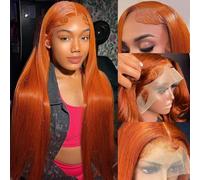 PANDA ANGEL Ginger Wig Human Hair 13x4 HD Straight Lace Front Human Hair Wigs 350# Orange Human Hair Wigs for Women Glueless Ginger Orange Fur