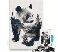 Panda Animal Forest Jigsaw Puzzle for Adults 1000 Pieces Boost Recall Leisure Fun Accurate Edge Lovely Present (38x52cm)