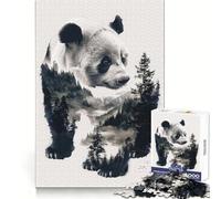 Panda Animal Forest Jigsaw Puzzle for Adults 1000 Pieces Boost Recall Leisure Fun Accurate Edge Lovely Present (38x52cm)