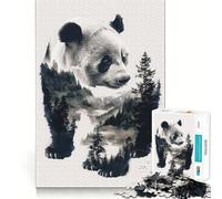 Panda Animal Forest Jigsaw Puzzles for Adults1000 Pieces Strong Logic Toy Tension Relief Clear Edge Premium Gift (38x26cm)