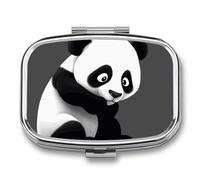 Panda Animal Pill Box 2 Compartment Medicine Organizer Portable Pill Container Square Pill Holder for Pocket Travel Pill Case for Purse