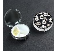 Panda Animal Pill Box 3 Compartment Round Metal Pill Case for Purse & Pocket, Portable Medicine Organizer Travel Pillbox Daily Pill Container Holder to Hold Vitamins, Fish Oil