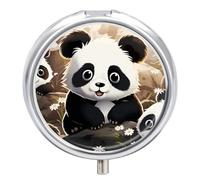 Panda Animal Small Pill Box 3 Grids Travel Pill Case Portable Daily Pill Organizer with Anti-Mixing Design Easy to Retrieve Meds for Medication, Vitamin, Supplements