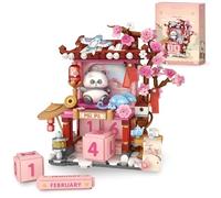 Panda Architecture Building Set, 736 PCS Mini Cute Panda Animals Building Toys with Calendar Blocks, Creative Architecture Bricks Model, Gifts for Teens and Adults
