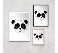 Panda Art Print - A3 - Black Frame