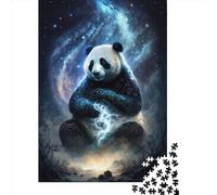 Panda Art Style Wooden Jigsaw Puzzles for Adults 500 Piece Toys Family Jigsaw Games Birthday Gifts Puzzle Educational Boys Girls 500pcs (52x38cm)