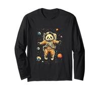 Panda Astronaut Floating In Space Planets Long Sleeve T-Shirt