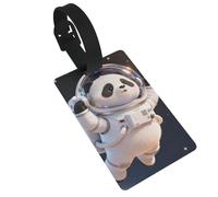 Panda Astronaut Space Luggage Tags for Suitcases - Durable PVC ID Tags with Detachable Straps for Travel, Backpack, Golf Bag, Anti-Loss
