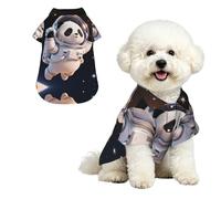 Panda Astronaut Space M Pet Hawaiian Shirt for Small Dogs-Cute Summer Beach Outfit for Puppy, Soft Breathable Cat Clothes with Buttons