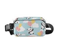 Panda Balloon Cartoon White Fashionable Fanny Waist Pack for Men Women Large Capacity Crossbody Passport Bag with Adjustable Strap for Workout Running Hiking, Panda balloon cartoon white, One Size