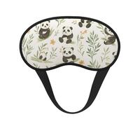 Panda, Bamboo and Flower Composite Cloth Black Edge Eye Mask Men and Women with Elastic Band