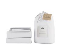 Panda Bamboo and French Linen Bedding Set, King Size, Coconut White Dimensions: 5′ x 6′6″ (150cm x 200cm)