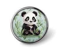 Panda Bamboo Badge Holder Personalized Metal Button Pin Fashion Round Badge with Pattern Pin DIY Button Badges Exquisite Brooch Crafts Gift Clothes Decorative Pins