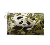 Panda & Bamboo Coin Purse Mini Pouch Change Wallet with Keychain Portable Change Wallet Canvas Coin Bag