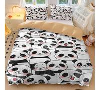 Panda Bamboo Duvet Cover Set, Cute Cartoon Bedding Set Double, Children Bedding Set Single, Panda Decorations for Home (02,Double200x200cm+50x75cm*2)