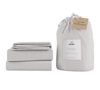 Panda® Bamboo & French Linen UK Super King Bedding Set, Silver Lining Grey | Duvet Cover, Fitted Sheet, Pillow Cases, Soft, Breathable, Hypoallergenic, Luxury High Thread Count, Moisture-Wicking