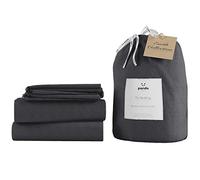 Panda® Bamboo & French Linen UK Super King Complete Bedding Set, Slate Grey | Duvet Cover, Fitted Sheet, Pillow Cases, Soft, Breathable, Hypoallergenic, Luxury High Thread Count, Moisture-Wicking