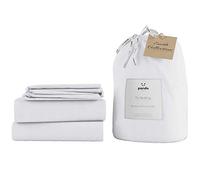 Panda® Bamboo & French UK Double 4-Piece Linen Bedding Set, Earth Collection Coconut White | Fitted Sheet, Duvet Cover, 2 x Pillowcases | Soft, Light & Luxurious | High Thread Count | Thermoregulating