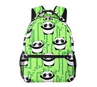 Panda Bamboo Kids Backpacks Large-Capacity School Bags 16 Inch Portable Laptop Bookbag Casual Backpack For 1th- 6th Grade Boys And Girls