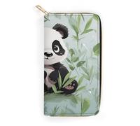 Panda Bamboo Leather Wallet, Bifold Stylish Wallets, Credit Card Holder for Passport Covers, Purse Passport Bag for Men Women