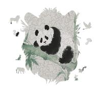 Panda Bamboo Personalized Jigsaw Puzzles, 141 Pcs Wooden Jigsaw Puzzle Tiger Head Shape Puzzle Gift