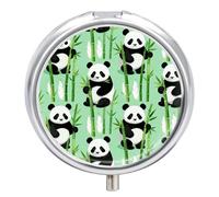 Panda Bamboo Pill Box 3-Compartment Travel Pill Organizer Portable Round Medicine Case with Mirror Design for Vitamins, Jewelry & Essentials Durable Pocket Pillbox for Purse, Camping