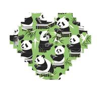 Panda Bamboo Print Art Brick Puzzle Heart Shaped DIY Building Blocks Set 3D Jigsaw Home Decor 53 Pieces