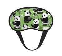 Panda Bamboo Print Black Out Eye Mask for Sleeping Airplane, Sleep Mask Polyester for Home and Travel