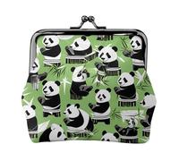 Panda bamboo Print Practicality Coin Purse Cute Mini Coin Pouch for Women (4.52 x 4.13in) Exquisite, Black, One Size