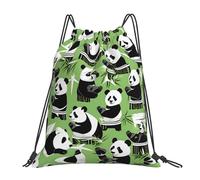 Panda Bamboo Print Women Men Gym Sack Portable Drawstring Bag Waterproof String Backpack For Picnic Yoga Gym