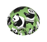 Panda bamboo Reusable Shower Cap for Women, Double Waterproof Layers Bath Hat, Hair Treatment Essentials
