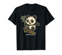 Panda Bamboo Skate Chill Cartoon Value Graphic T-Shirt