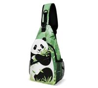 Panda Bamboo Sling Bag Small Crossbody Bags with Adjustable Strap Durable Chest Bag for Hiking Travel