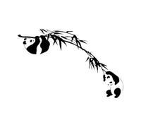 Panda Bamboo Tree Branch Wall Decals Kids Room Baby Nursery Asian Animal ForestJungle PandaBedroom-S-52x80cm-Black