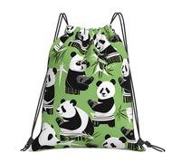 Panda Bamboo Unisex Swimming Bags Large Pe Bag Durable String Backpack For Football Travel Gym