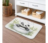Panda Bath Mat, Cute Bamboo Cartoon Style Absorbent Non Slip Shower Rug, Fun Memory Foam Washable Bathroom Decor 16x24 Inch