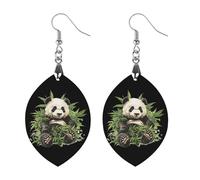 Panda Bear And Weed Women Dangle Earrings Elegant Wooden Pendant Earring for Daily Wear Star