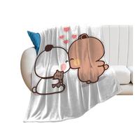Panda Bear Bubu and Dudu Cute Style, Fleece Blanket Ultra-Soft Cozy Flannel Plush Sofa Blankets Bed Throw Blankets Couch Chair Living Room Blanket Air Conditioning Cool Blankets, 40x50 inch