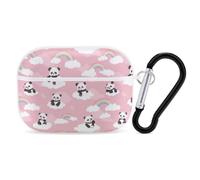 Panda Bear Cloud Rainbow Compatible with Airpods Pro Case Cover Hard Cases with Durable Hanging Buckle Charging Visible LED