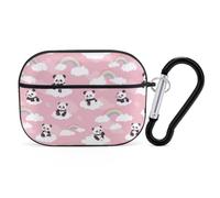 Panda Bear Cloud Rainbow Compatible with Airpods Pro Case Cover Hard Cases with Durable Hanging Buckle Charging Visible LED