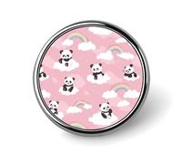 Panda Bear Cloud Rainbow Round Badge Pin Metal Memorial Brooch Button Lapel Pins for Backpack Wedding