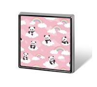 Panda Bear Cloud Rainbow Square Badge Pin Metal Memorial Brooch Button Lapel Pins for Backpack Wedding