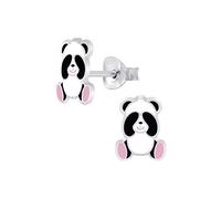 Panda Bear Earrings - Hiding Peek-a-Boo with Pink Paws - 925 Sterling Silver