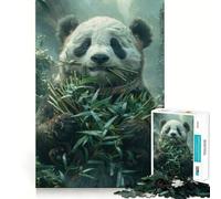 Panda Bear Eating Bamboo Jigsaw Puzzles for Adults1000 Pieces Strengthen Memory Home Pastime Clean Edge Elegant Gift (38x26cm)